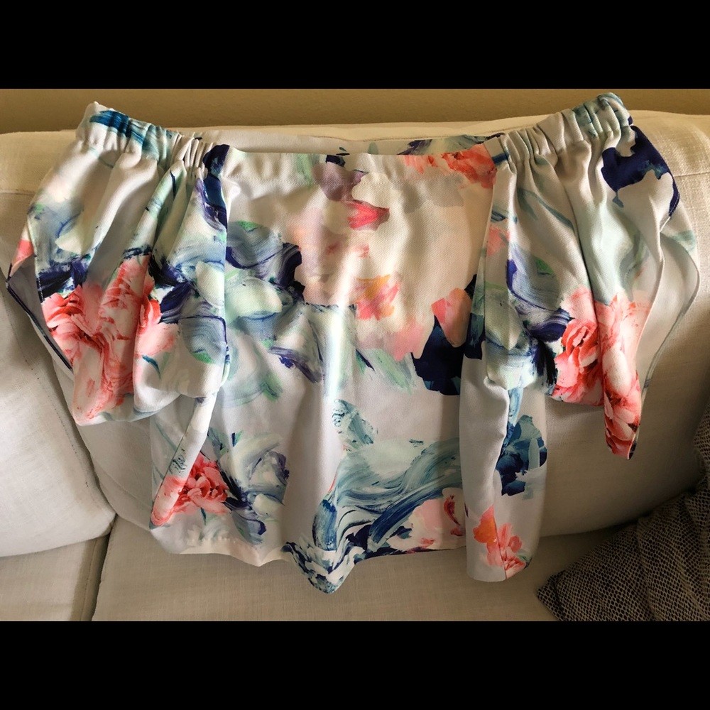 Wish flower off shoulder top